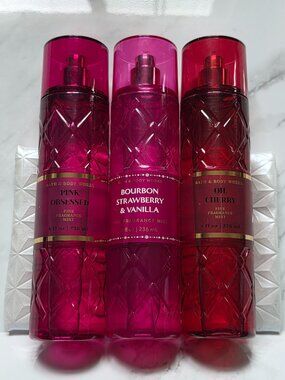 Bath & Body Works Fragrance Mist Lot-OH CHERRY-PINK PASSION-BOURBON STRAWBERRY